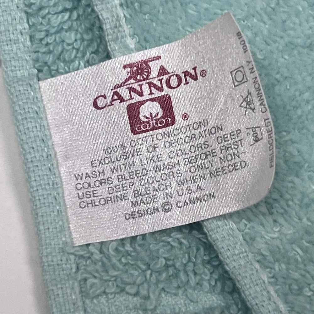 Cannon Royal 2pc Set Blue Green 100% Cotton‎ Embroidered Seashell Towels 80s